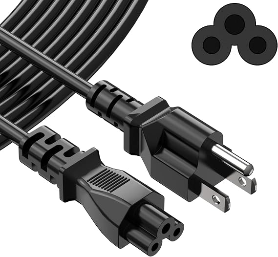 6ft AC Power Cord Compatible with LG TV Epson EcoTank Printer, 3 Prong Mickey Mouse Power Cable Replacement for HP Dell Lenovo Laptop Charger Adapter, 18AWG NEMA 5-15P to IEC C5