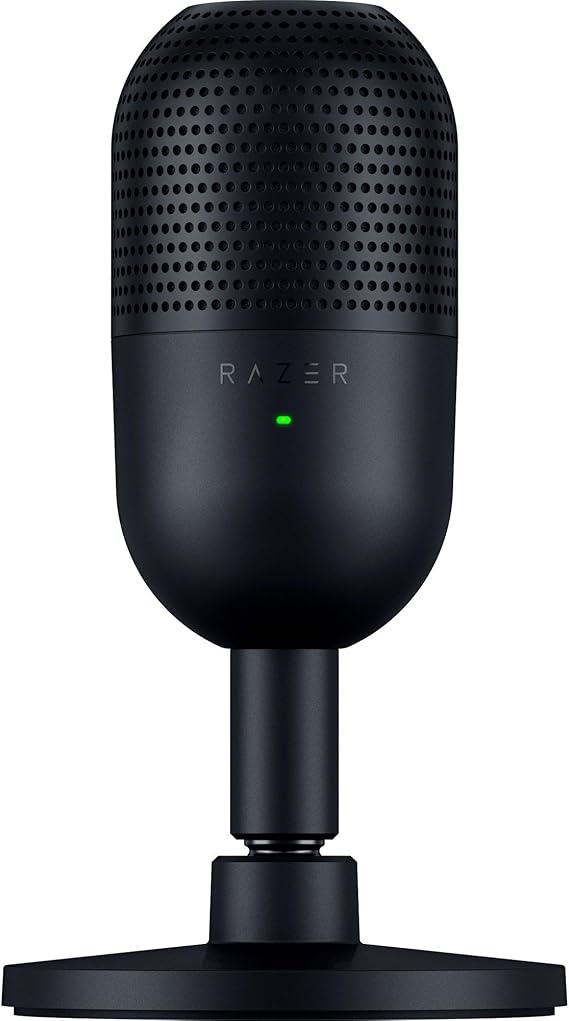 Razer Seiren V3 Mini - Ultra Kompakt USB Mikrofon (14mm Kondenser Mikrofon, Kardioid Alma Deseni, LED Göstergeli Dokunarak Sessize Alma Sensörü, Dahili Amortisör, Tak ve Çalıştır) Siyah