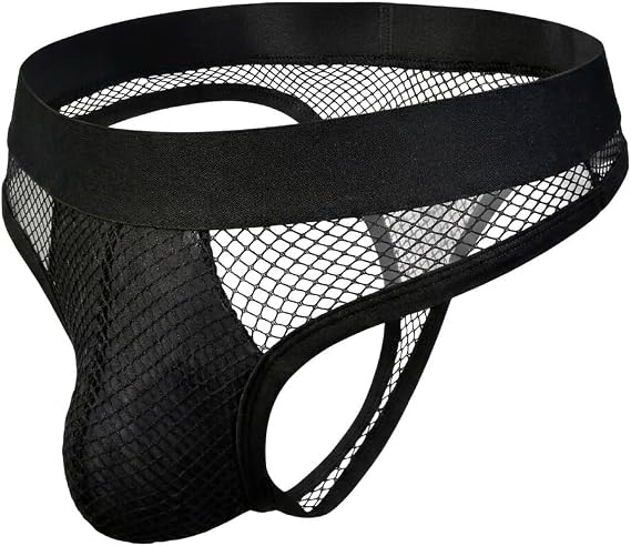 Mens Fishnet Thong Low Rise Breathable Mesh Lingerie