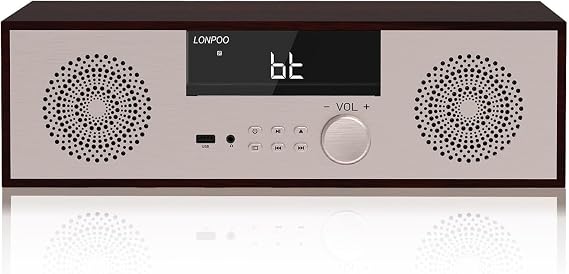 Compact System Micro HiFi System, CD Stereo System, 40 Watts RMS Music System with CD Player, FM Radio, Bluetooth, AUX-in, Headphone Output, DSP Tech, Clear Sounds and Rich Bass Sound,Golden