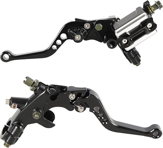 Universal 7/8" Handlebar Motorcycle Brake Clutch Lever with Master Cylinder Reservoir Compatible with Harley Honda Kawasaki Suzuki Yamaha(Black)