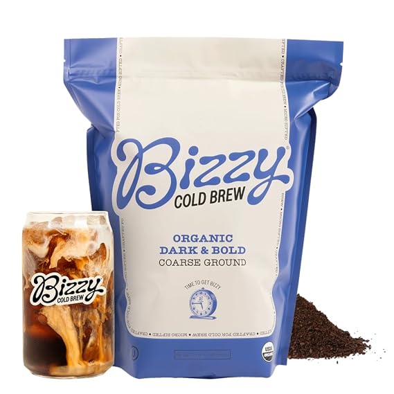 Bizzy Organic Cold Brew Coffee, Dark & Bold Blend, Coarse Ground, 2 LB