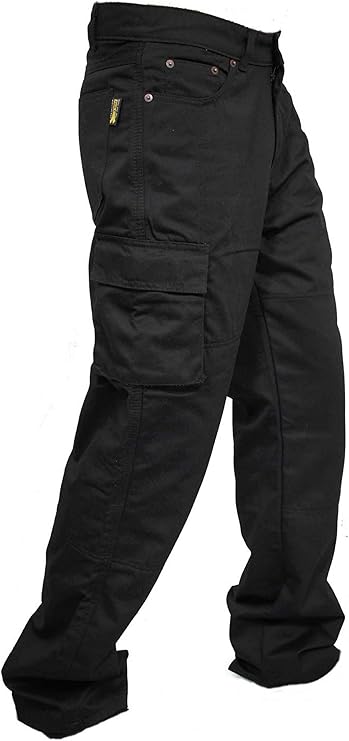 Mens Motorcycle Pants Cargo Black Aramid Protective Lining Motorbike Jeans Trousers Knee and Hip Pads
