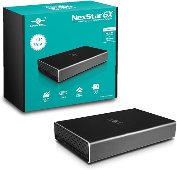 VANTEC NST-371C31-BK USB 3.1 GEN 2 Type-C 3.5 in. SATA HDD and SSD Enclosure