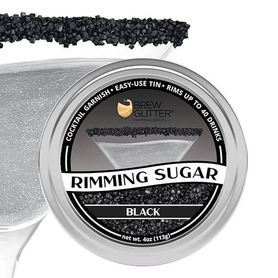 Brew Glitter Black Rimming Sugar, Cocktail Garnish, 4oz