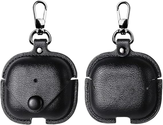 Leather Case for AirPods 4, Portable Protective with Secure Snap-Fastener, Compatible with Apple AirPods 4th Generation Charging Case, Front LED Visible (Black)