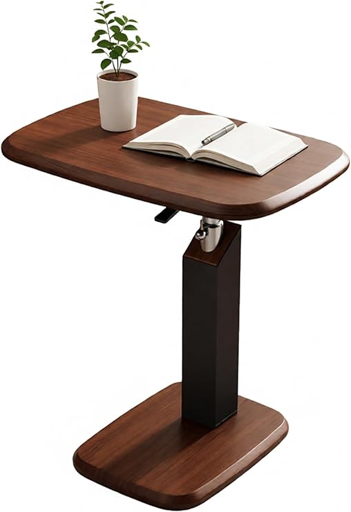 360 degree laptop table, C-Shaped Tray Table, Walnut Tray Black Stand