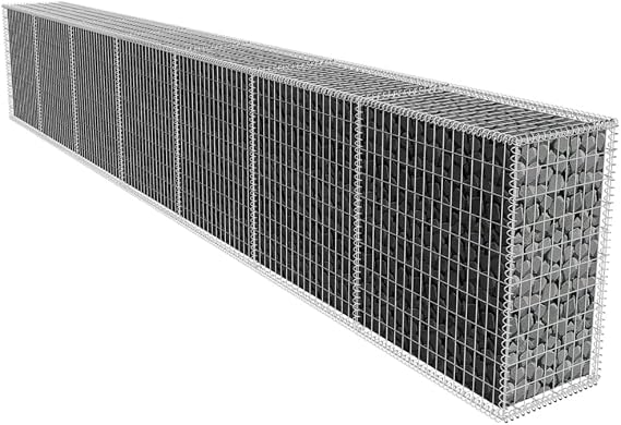 Gabion Wall with Cover Galvanised Steel Gabion Stone Basket Wire Basket 600 x 50 x 100 cm