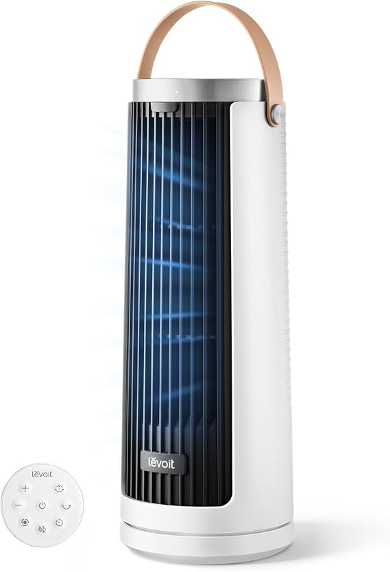 Levoit Tower Fan for Bedroom, 20dB Quiet Desk Fan, Portable Fan with 23ft/s