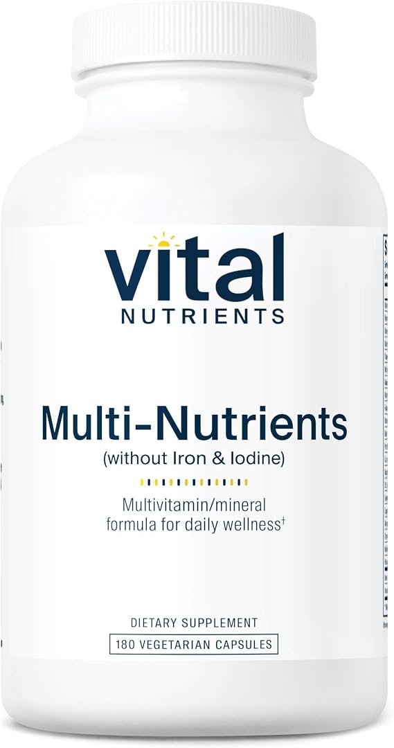 Vital Nutrients Multi-Nutrients (No Iron or Iodine) - Comprehensive Vegetarian Daily Multivitamin and Mineral Formula with Potent Antioxidants* - Gluten, Dairy, Soy Free - Non-GMO - 180 Capsules