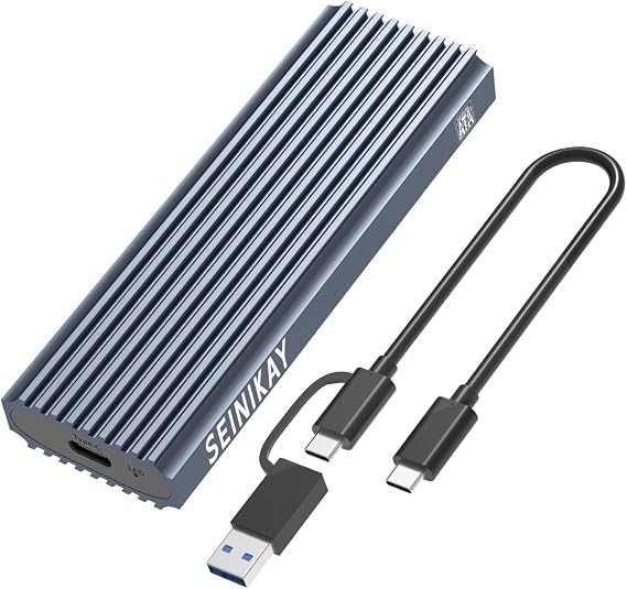M.2 SATA Enclosure, Portable USB C M.2 Enclosure with Heat Sink, 5Gbps Speed,Tool-Free Design, Plug and Play, 2TB Expansion, with C-C to A Cable(DO NOT Support NVME)