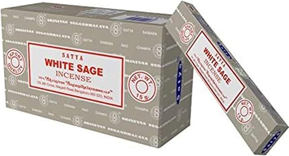 Satya Nag Champa White Sage Incense sticks-12packs x 15grams by Satya (White Sage)