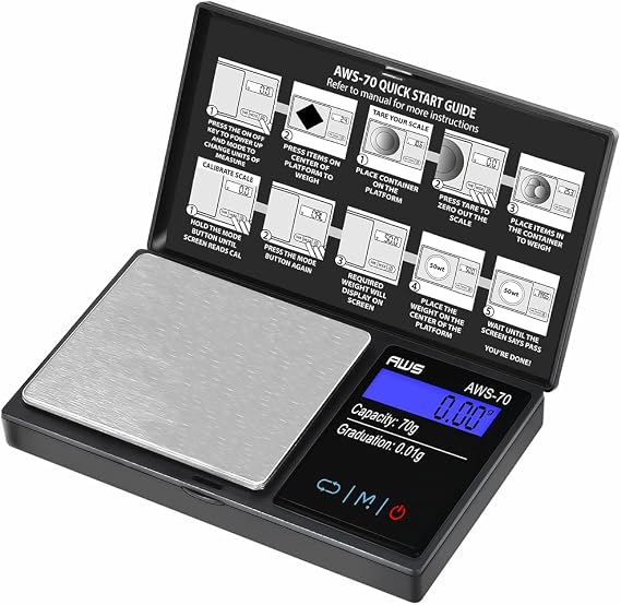 AMERICAN WEIGH SCALES Series Digital Pocket Weight Scale 70g x 0.01g, (Black), American WEIGH SCALES-70-BLK