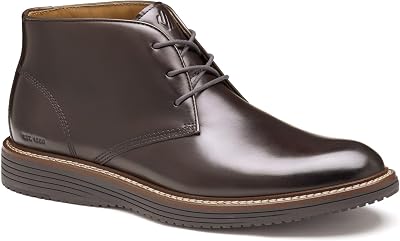 Johnston & Murphy Mens Upton Chukka Lace-Up Dress Casual Boot, Mahogany Full Grain Leather, 8 M