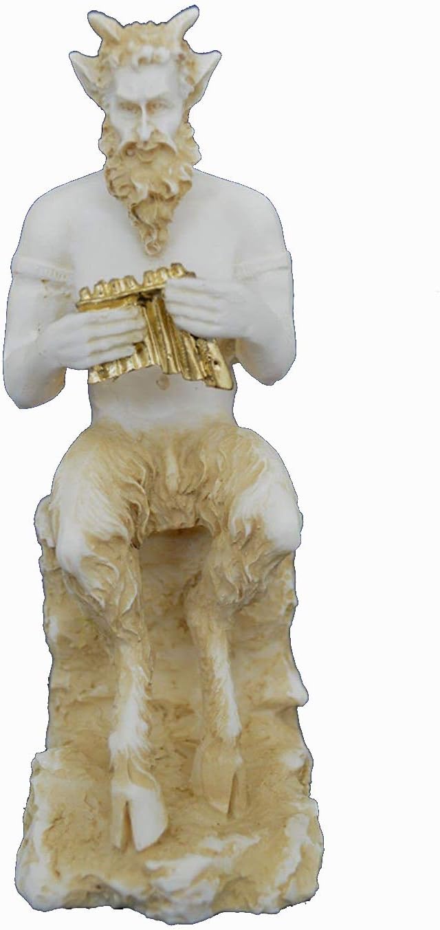 Estia Creations Pan, Panas Sculpture Alabaster Aged Small Statue