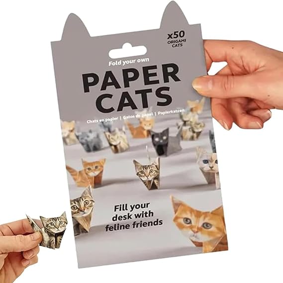 DIY Paper Cats Origami- 50 Sheets DIY Origami Paper to Fold Cute Cat Figures, Fun Craft Activity for Adults & Kids, Desk Decoration & Gift for Cat Lovers
