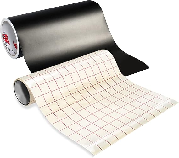 ORACAL 651 Matte Black Craft Self-Adhesive Vinyl Including Roll of Clear Transfer Paper (15 Feet x 12 Inches)