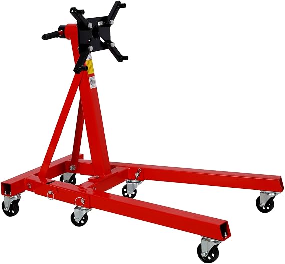 2000 lbs Capacity Engine Stand Durable Steel Construction, 360 Rotating Head, Six Swivel Wheels, Vehicle Engine Block Stand, Folding Stand