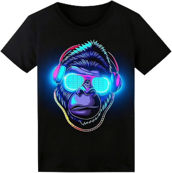 SOOoEC Sound Activated LED Light Up Shirt, Glow in the Dark Rave Shirt