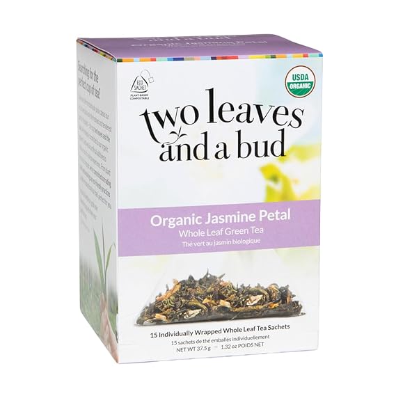 Two Leaves and a Bud Jasmine Green Tea Bags, 15 Count (Pack of 1)