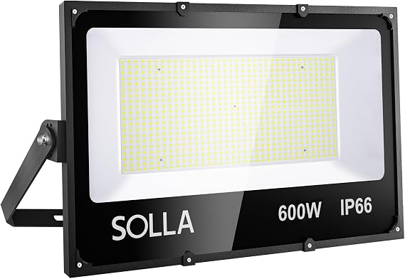 SOLLA 600W LED Flood Light Outdoor, 60000lm 6000K Daylight White, 3060W Equivalent Super Bright LED Arena Light IP66 Waterproof Commercial Lighting for Sports Fields,Counts,Stadium 110-265V