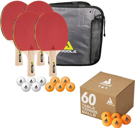 JOOLA Family Premium Table Tennis Bundle Set + JOOLA Training 3 Star Table Tennis Balls