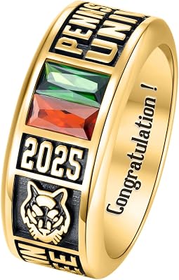 3UMeter Custom Class Rings for Women Men 925 Sterling Silver High School College University Graduation Rings for Women 2026 Personalized Graduation Gifts
