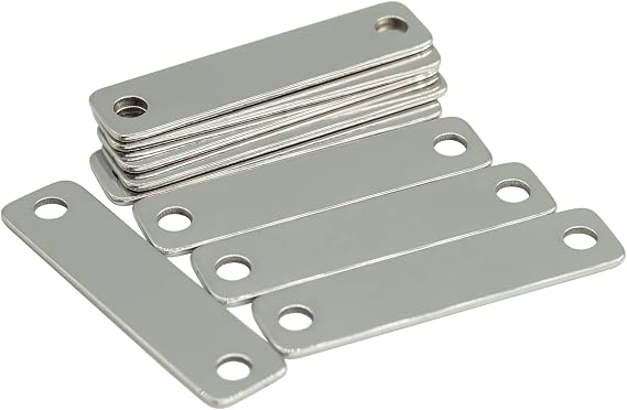 StayMax Metal Engraving Blanks Stamping Blanks 304 Stainless Steel Rectangle Blank Tags with 2 Holes 25 PCS 4cm*1cm