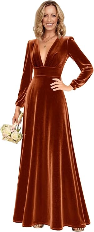Maxianever Long Velvet Dresses for Women