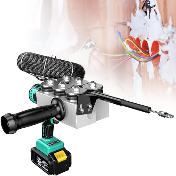 Electric Fish Tape, Electrician Wire Puller Through Wall, Automatic Electrician Stringing Machine 50m/Min Cordless Electric Stringing Wire Puller, Cable Threading Tool,1*Battery