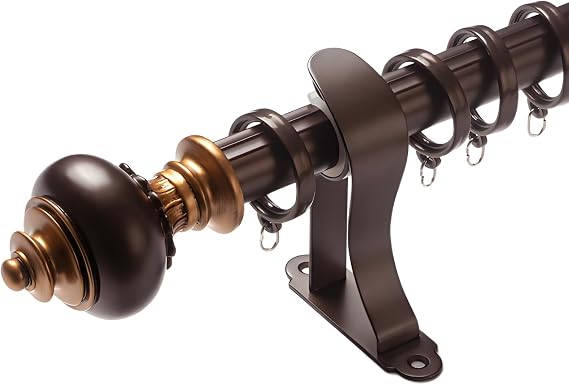 LTSRLL Curtain Rods for Windows 39 to 126 Inches Decorative 1.1 Inch Diameter Drapery Pole Set with Fashion Finials(Brown-a,200cm(100cm*2))