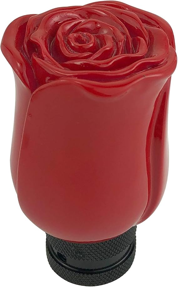 Gear Stick Shift Knob, Rose Flower Style MT Car Shifter Handle Fit Most Manual Automatic Transmissions, Red