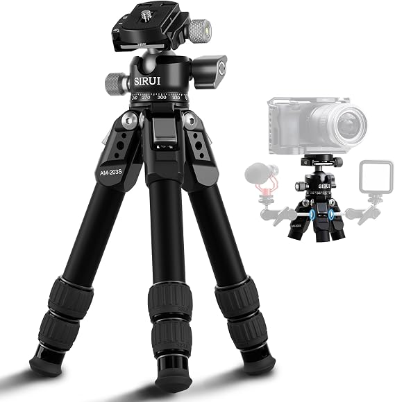 SIRUI Aluminum Alloy Desktop Tripod, 1.9lbs Mini Lightweight Tripod with Low-Profile Ball Head, Compact Design, 33lbs Load, 16.7" Max Height, for DSLR, Mirrorless Camera, Phone, Vlogging