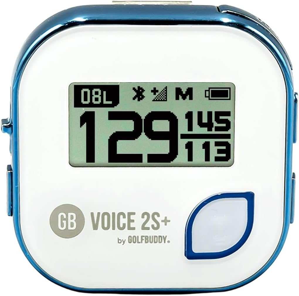 GOLFBUDDY Voice 2S Talking GPS Rangefinder, Clip on Hat Golf Navigation, Slope Mode onOff, 18 Hours Battery Life, Shot Distance Measurement, Preloaded with 40,000 Courses Worldwide Blue