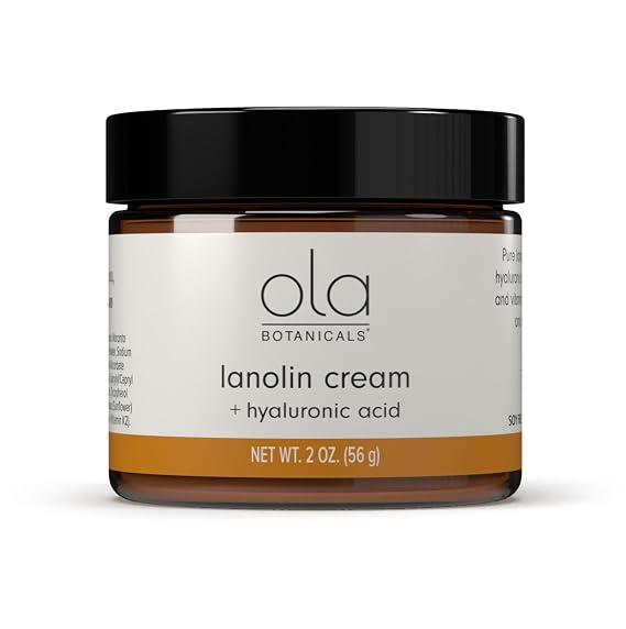 Ola Botanicals Lanolin Cream, Sodium Hyaluronate and Niacinamide, 2 oz | Rich Hydrating Formula with Sodium Hyaluronate and Niacinamide, Gentle for Body and Face, Deep Moisturization and Skin Glow