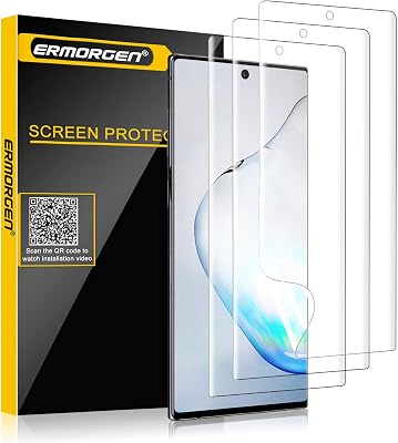 3 Pack TPU Screen Protector Compatible for Samsung Galaxy Note 10 High Definition Edge to Edge Full Coverage Case Friendly Anti-Scratch Bubble-Free