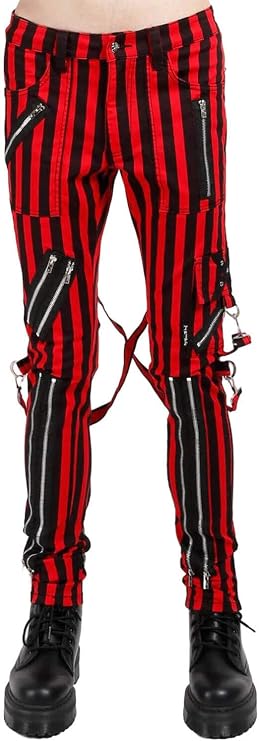 Tripp NYC Classic Strap Pant [RED/Black Striped] (US, Waist, 28, Regular, Black and Red)