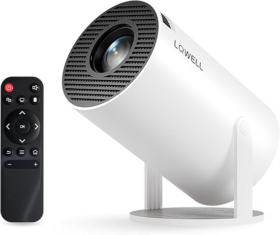 LQWELL Mini Projector, Supports 5G WiFi, BT5.0 with Android OS, Auto Keystone Correction, 220-Degree Angle, 130-Inch Display for Phone/PC/Xbox, 4K Home Theater, HDMI, 2025 Upgrade