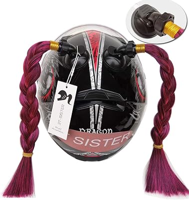 Pigtails for Helmets Works on Matte Helmets Hair Decoration for Motorcycle Bike Bicycle 2PCS 14inch Red Mixed Black Color Helmet not Included