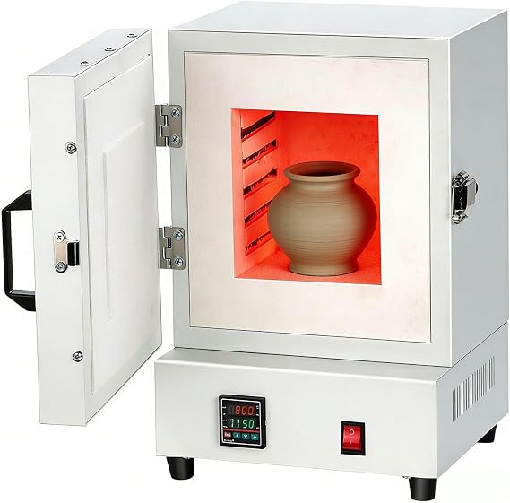 Electric Ceramic Kiln for Home, 2000W Small Kiln Furnace with Digital Display & Temperature 0-1150℃, Suitable for DIY Clay, Glass Fusing, Wax Casting and Metal Melting