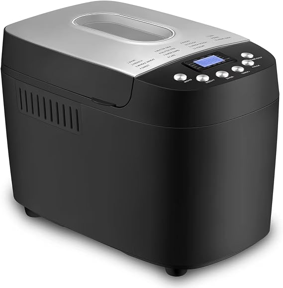 Bread Maker 3.3 lbs, 850 Watt Automatic Panker Machine with LCD Display, 15-Hour Delay Timer, 15-in-1 Bread Maker, 3 Loaf Size, 3 Crust Colors, Whole Grain Bread Making Machine