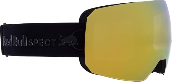 Red Bull Spect Eyewear Men's Chute 01 Ski Goggle, Black/Brown with Gold Mirror, L