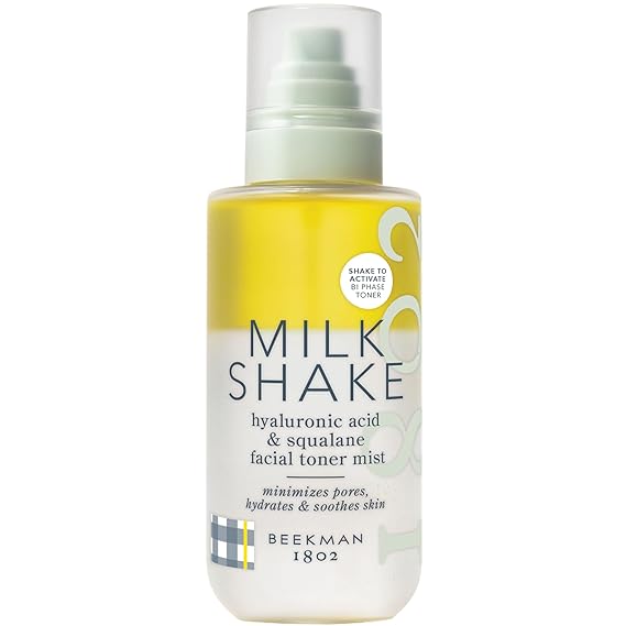 Beekman 1802 Milk Shake Hydrating Face Mist, Fragrance Free, 8.1 fl oz | Setting Spray & Milky Toner, Hyaluronic Acid & Squalane, Facial Toner & Face Spray, Lightweight Hydration, Minimizes Pores