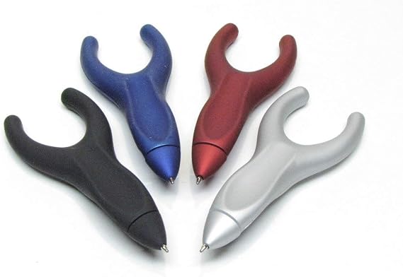 Penagain Ergosof, Ballpoint Pen, Set of 4 Colors: Black, Silver, Red and Blue (Individually Packaged with Two Refills Per Pen) | Black, Silver, Red and Blue, Individually Packaged, Two Refills Per Pen