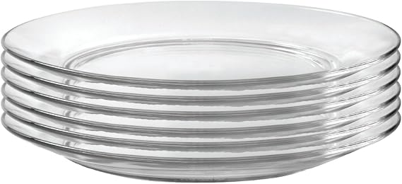 Duralex Lys Dinner Plate 11 Inch 28 Cm Set of Six, Clear