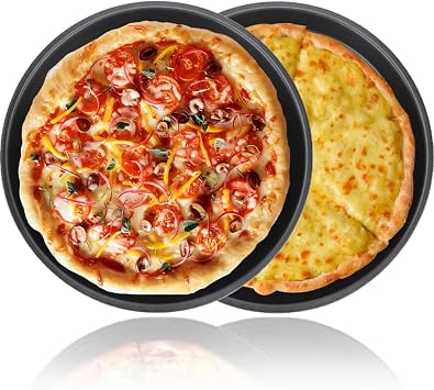 Cocoarm 2Pcs Non Stick Pizza Pan, 6in Pizza Tray Deep Thickened Carbon Steel Baking Pan for Kitchen Bakery, Even Heating, Long Lasting 4 Sizes