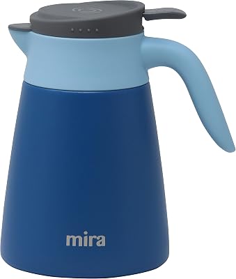 MIRA Insulated Coffee Carafe Server, Stainless Steel Vacuum Flask Coffee Dispenser, 34 oz, Royal Blue