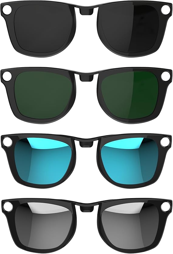 HiBloks Polarized Clip for Ray-Ban Meta Wayfarer & Gen 2 (RW4006/RW4012 Standard 50-22), Black Shiny Frame for Rayban Meta Gen 2 Smart Glasses (Black, Green, Silver & Blue)
