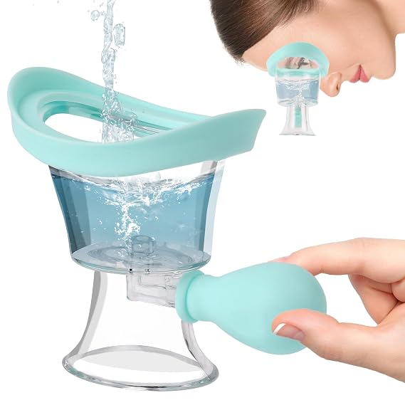 Eye Wash Cup Portable Eye Care Cleaner Kit Eye Flush Rinse Cups | Silicon, Manual Air Pressure Eye Cleaning Cup Tool, with Transparent Storage Container, for Clean Dust, Makeup, Irritants