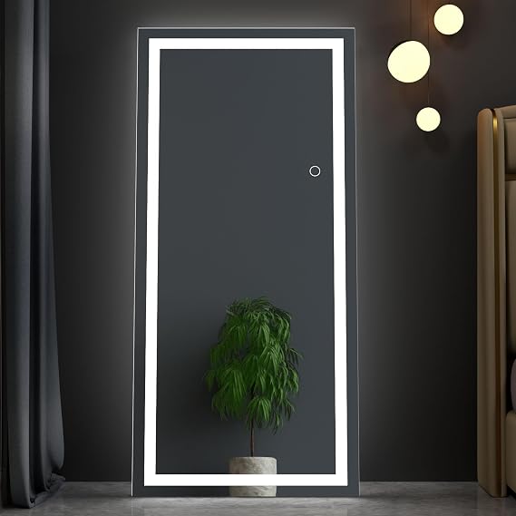 70"x 24" LED Full Length Mirror with Lights, Lighted Full Body Mirror, Dimmable Light up Touch, Wall Mounted/Leaning